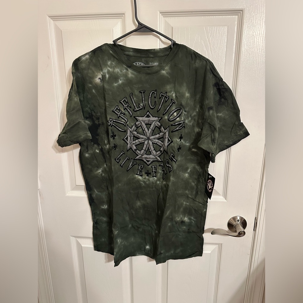 Affliction Men's Tie-Dye Graphic Tee - Dark Green